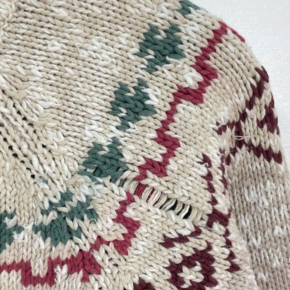 Vintage 90s Eddie Bauer Women’s Floral Rose Heavyweight Cotton Ragg Sweater sz M - Picture 5 of 11